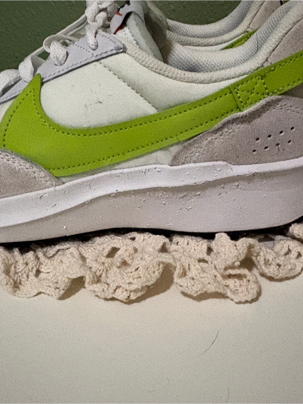 Nike Women's waffle Sneakers with Volt Green Swoosh - Picture 4 of 6
